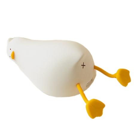 Makuullaan oleva ankka yövalo, LED-puristusankkalamppu, söpö valaiseva ankka, himmennettävä silikoninen yövalo lastenhuoneeseen, ladattava yöpöydän 