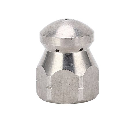 5000PSI Højtryksrenserdyse Rustfrit Stål Jetter Rør Udgravning Rengøring Rundt Hoved Front 1 Bag 6 Huller G3 8in