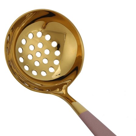 2 STK. Suppeske i rustfrit stål, hulske, skimmer, bestiksæt, køkkenredskab, pink guld