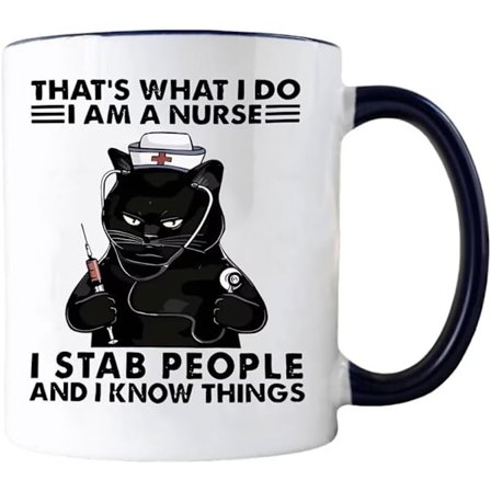 Jeg er en Sygeplejerske Knap 11 Ounce, Sjov Sygeplejerske Kaffe Knap, Sød Kat Nyhed Gaver til Sygeplejerske Kvinder Pige Kat Elsker, Personlig Keramik