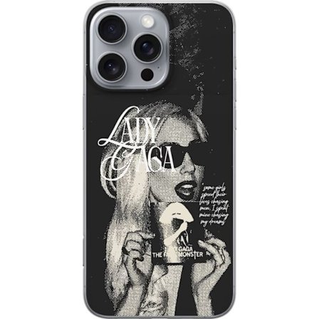 Kompatibel Mobilcover til Apple iPhone 16 Pro Max Lady Gaga sort-hvid retroplakat med solbriller og popkunst-æstetik