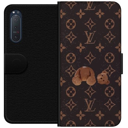 Yhteensopiva Lompakkokotelo Sony Sony Xperia 5 II Ylellinen monogrammikuvio rikkinäisellä nalletaustalla pimeässä muotiestetiikassa