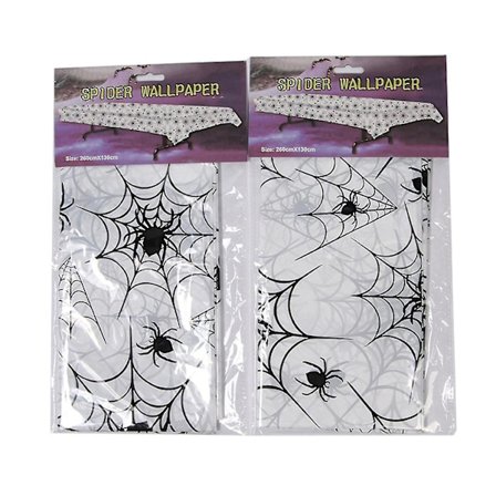 Halloween Edderkoppnett Stoff Duk Hvit Og Svart Borddekke Skummel Look Halloween Dekor Rekvisita