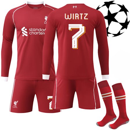 Liverpool FC Pitkähihainen Koti Jalkapallopaita Nro.7 Wirtz Lapsille & Aikuisille[YDE] UCL Nro.7 Wirtz UCL Nro.7 Wirtz_yu
