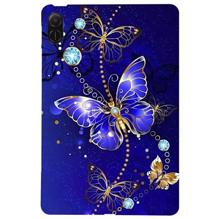 Honor Pad X8a Flexibelt fodral med mönsterutskrift Smal surfplatta Skyddsfodral - Blå Fjäril