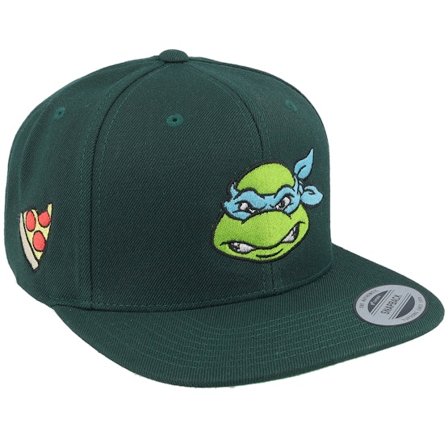 TMNT - Leonardo Face Dark Green Snapback Snapback Green Cap - @ Hatstore