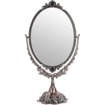 Makeup Spegel Vintage Dekorativ Spegel Oval och Dubbelsidig Mi