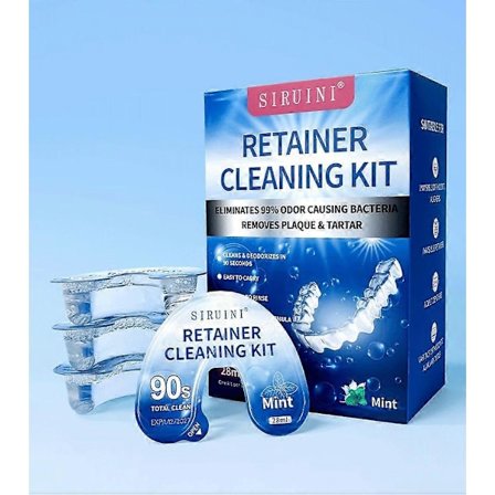 Rengjøringsløsning for retainere, engangs profesjonell rengjøring av retainere, usynlige alignere, munnbeskyttere, nattbeskyttere, fjerner lukt, 