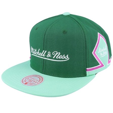 Mitchell & Ness - Pinscript Diamond Green Snapback Snapback Green Cap - @ Hatstore