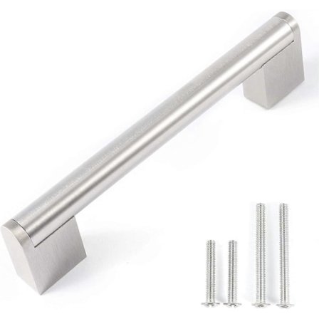 Moderna Europeiska Kökslucka Handtag 128 mm / 5" Satin Nickel Borstad Krom Lådhandtag Modern Beslag För Byrå Badrum Garderob - Paket o