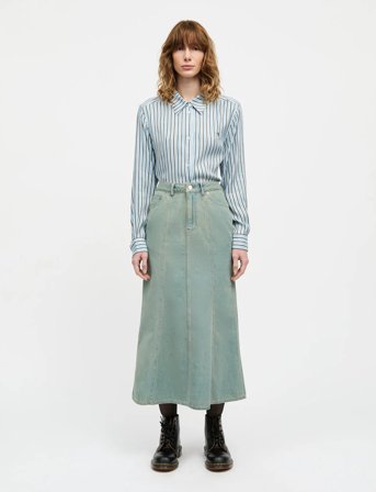 Mads Nørgaard Delicate Twill Crane Shirt Aop - Blue - 42