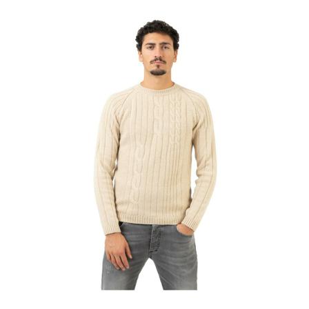 Stimm, Round-neck Knitwear Beige, Heren, Maat:S