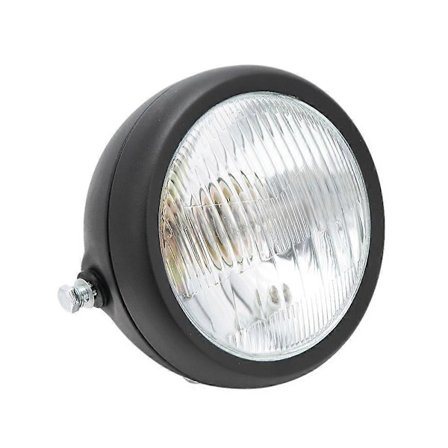 12V Universal Motorcykel Vattentät Dammtät Retro Strålkastare Hög/Låg Beam Främre Strålkastare Svart Skal Vit Lins