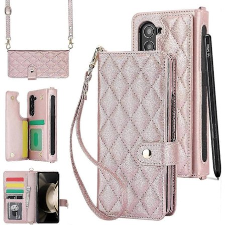 Samsung Galaxy Z Fold 6 -lompakkokotelo S Pen -pidikkeellä, crossbody-kaulahihnalla ja rannehihnalla, iskunkestävä tyylikäs suojakuori