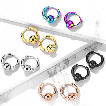 1par 17 Mm Hoops Örhängen I Ip 316l Kirurgiskt Stål Med Kula 1guld