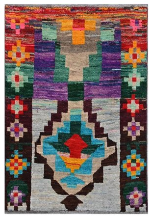 Handgeknoopt Moroccan Berber - Afghanistan 80X117 Zwart/Donker Roze