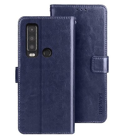 IDEWEI Crazy Horse Lær Flip Telefonveske Lommebokveske for Cat S75 5G (Mørkeblå, Mørkeblå)