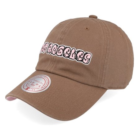 Mitchell & Ness - Marron unconstructed Casquette - Bouble Los Angeles Brown/Pink Dad Cap @ Hatstore