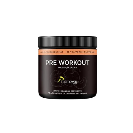 PurePower Pre-Workout Icetea/Peach 300 g, Helse & Madvarer, Energi, Pre-workout