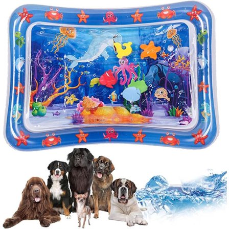 Katt Sensorisk Vannmatte: Tykk Hairtail Pet Play Vann Sensor Matte med Leke Katt Spill (Tropisk Fisk), Blå