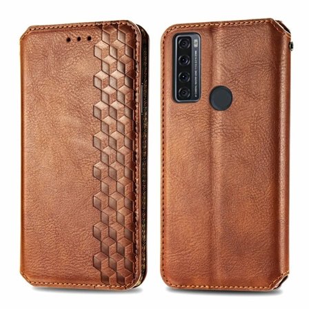 Läder TCL 20 SE fodral med romb-design - Brun