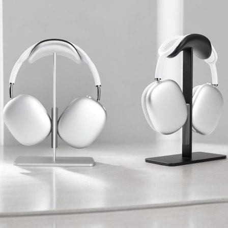 Stort hovedtelefonstativ med dvaletilstand, hovedtelefonholder til skrivebord, konstruktion i aluminiumslegering, skridsikker base, to-pak.