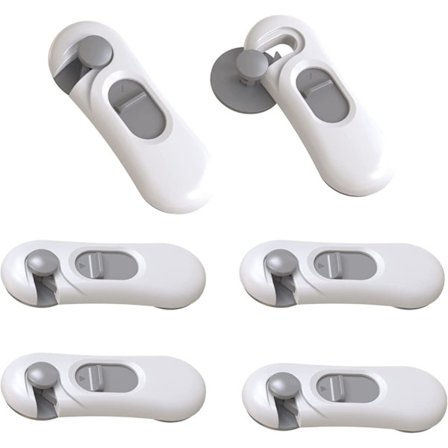 6-pack barnsäkerhetslås, enkla att installera utan borrning för skåp, lådor, möbler, toalett, kylskåp och ugn