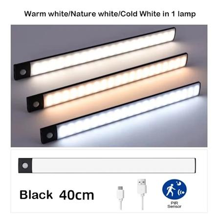 LED-nattlampor Rörelsesensorlampa Trådlös USB-skåp Led-nattlampor för rumsinredning Kök Garderob luz led sensor movimiento 3 color in one Lamp 40cm-