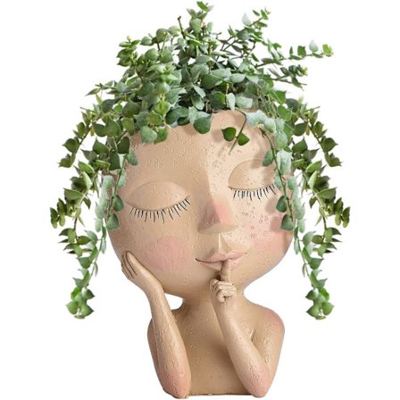 Harpiks Blomsterpotte, Kreativ Menneskehode Vase, Moderne Blomsterpotte med Dreneringshull