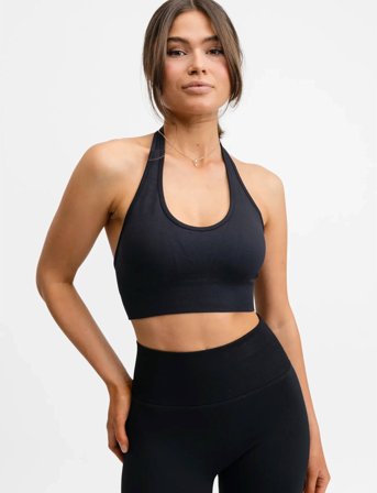 Drop of Mindfulness Seamless Halterneck Bra - Black - XL