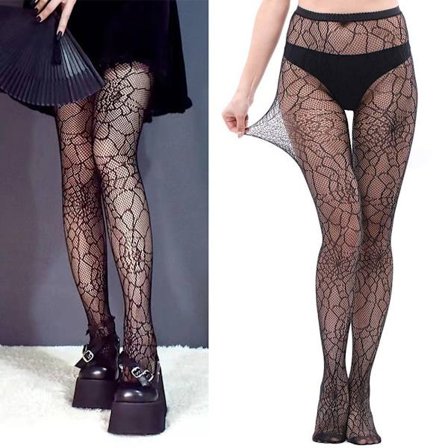 2 stk. Kvinner Blonde Mønstrede Nettstrømper Halloween Spider Web Nettstrømpebukser Z