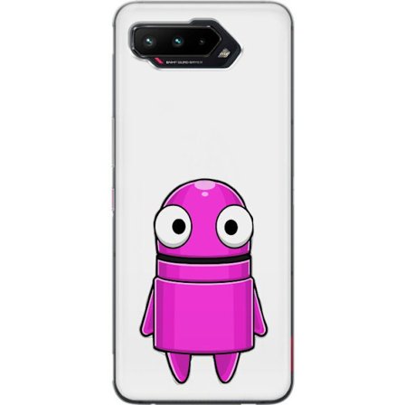 Kompatibel Mobilcover til Asus Asus ROG Phone 5 Rosa tegneseriefigur med en rund form og store øjne på en mørk baggrund