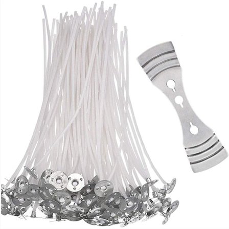 Ljustillverkningssats, 100 stycken (12 cm) förvaxade ljusvekar med