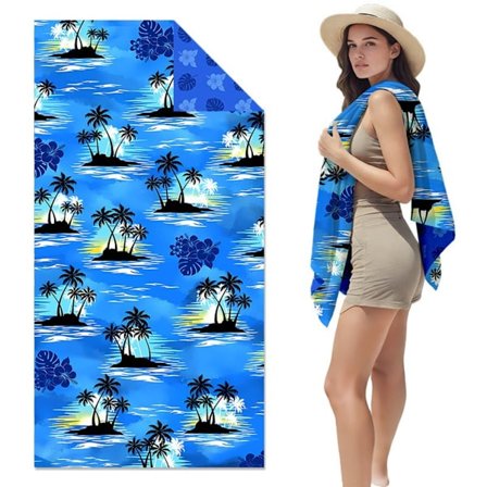 Hurtigtørrende mikrofiber strandhåndklæde til voksne - tyk dobbeltsidet plyss, digitalt tryk, 80x160cm