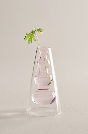 Jotex - Pink Glassvase Høyde 18 Cm Clear /Pink - TILO - Kjøp Vaser hos Jotex