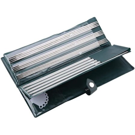 44 st dubbelspetsiga stickor i rostfritt stål i flera storlekar, långa stickor för tröjor (25 cm)