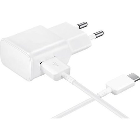 Laturi ja USB-C-kaapeli - Phonillico - Yhteensopiva Samsung Galaxy TAB A7/S6/S7 - 1m - Valkoinen - Taipuisa