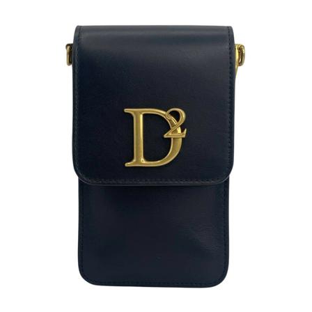 Dsquared2, Logo Plaque Leather Crossbody Bag Czarny, Kobieta, Rozmiar: ONE Size