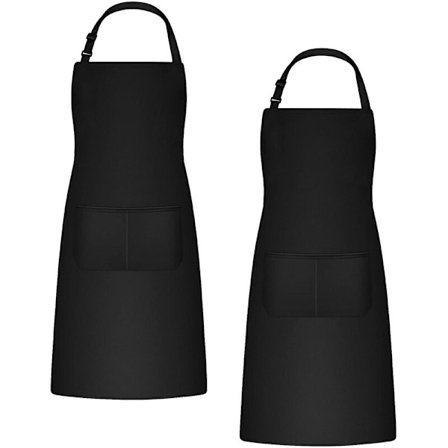 2 stk. Vandtætte forklæder til kvinder, polyester bomuldsforklæder, justerbare forklæder med 2 lommer, hagesmækforklæder til køkken