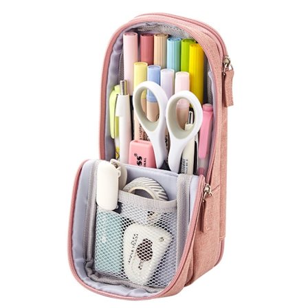 1 stk. Pink Skole Blyantspenal Stående Stationery Taske Foldbar Penc