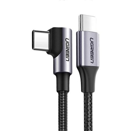 UGREEN USB-C till USB-C, Vinklad, 1m - Grå/Svart