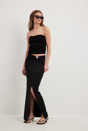 NA-KD Jupe longue en jersey à taille haute - Jupes longues - Noir - X-Small