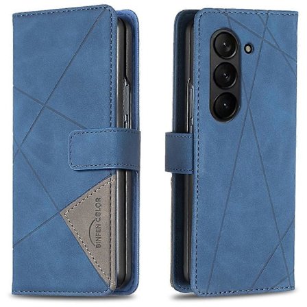 BINFEN COLOR BF05 Etui til Samsung Galaxy Z Fold6 5G PU Læder Geometrisk Telefon Cover