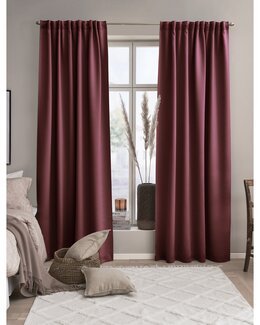 2 kpl Yksivärinen pimennysverho yhdistelmänauhalla Sova Viininpunainen
