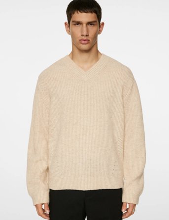 J. Lindeberg Vitor V-Neck Heavy Knit - Beige - L