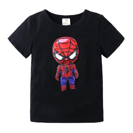 Tecknad Superhjälte-t-shirt Med Lampor, Kortärmade Toppar För Barn Pojke
