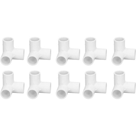 3-veis vinkelkoblinger, 10 deler PVC-plast 3-veis PVC-slangekobling Turk-vinkelkobling, PVC PVC-rørkoblinger i PVC 20 mm indre diameter