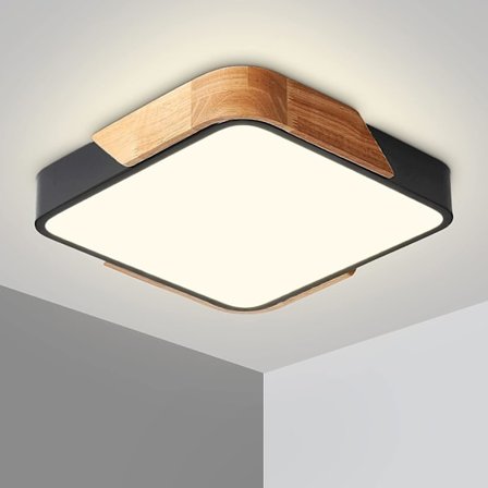 LED Taklampe 24W Taklampe med Fjernkontroll Justerbar Lysstyrke Moderne Ultratynn Firkantet Baderomsbelysning for Hjemmekontor, Svart 30