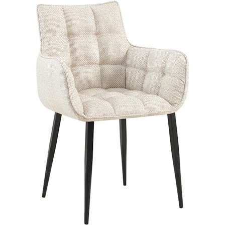 Matsalstol täckt - Kökstol - Hög sittplatskomfort, upp till 150 kg beskattningsbar | Färg: Elfenben | Basfärg: svart