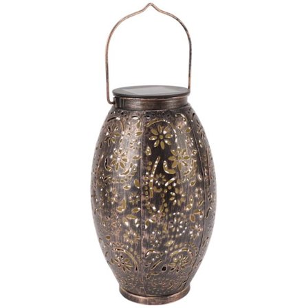 Hængende solcellelygte, udhulet krysantemskyggelampe, retro have solcellelampe, udendørs vandtæt metal dekorativt lys